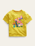 Printed Flutter T-shirt-Yellow Mushrooms