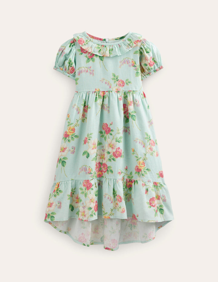 Dip Hem Ruffle Dress-Multi Vintage Floral
