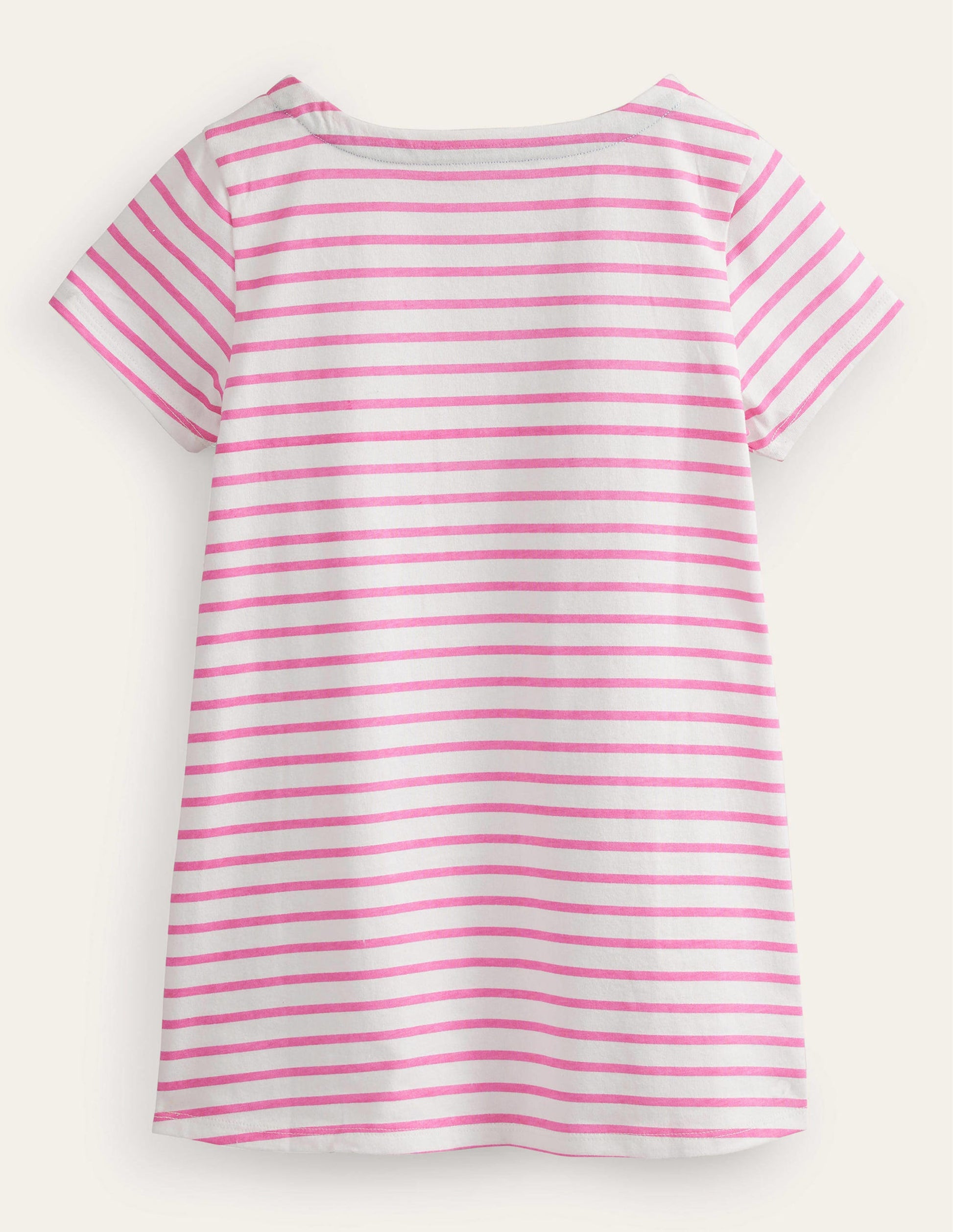 Short Sleeve Appliqué Tunic-Ivory/Bright Petal Pink-2