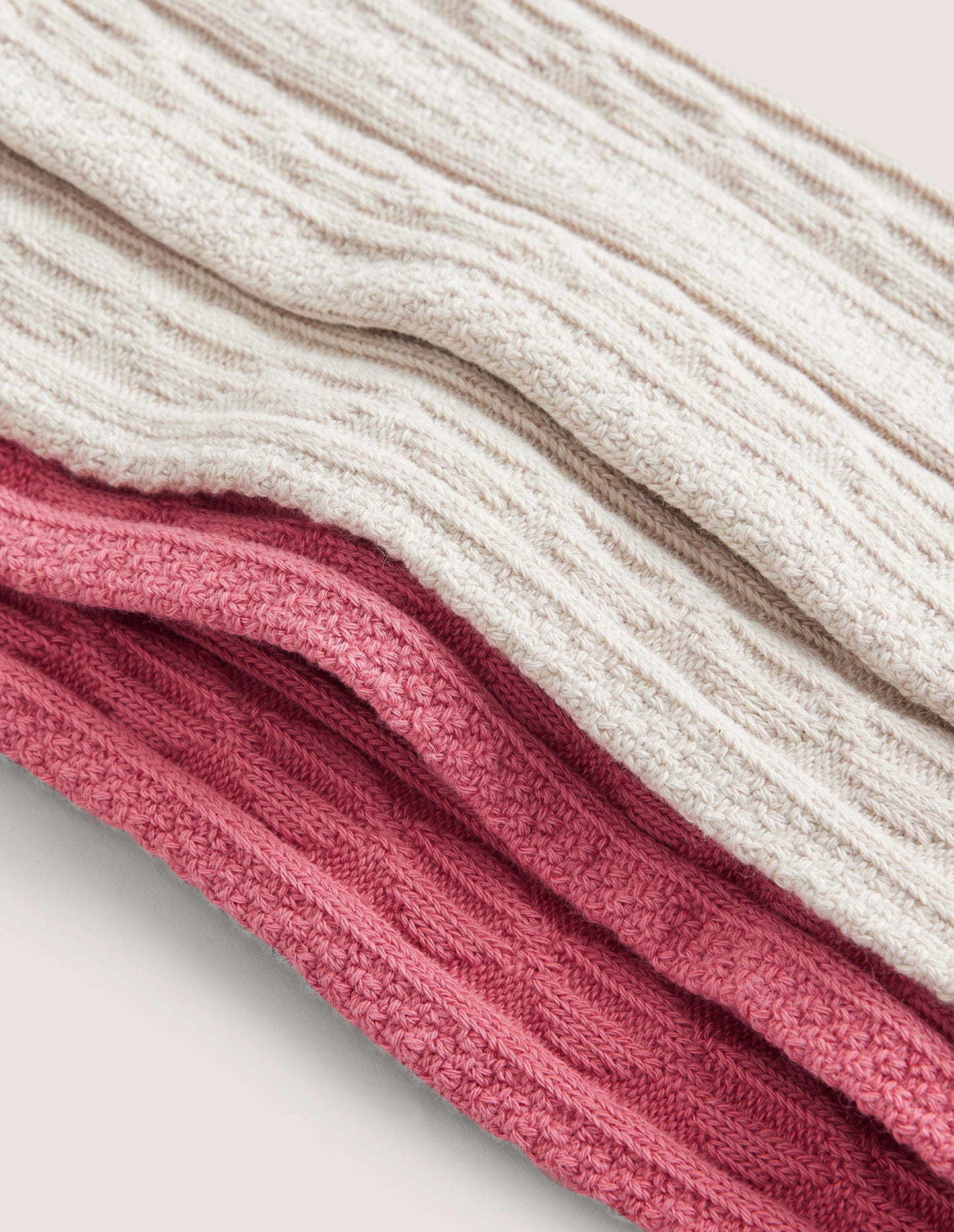 Cable Footless Tights 2 Pack-Oat/Pink