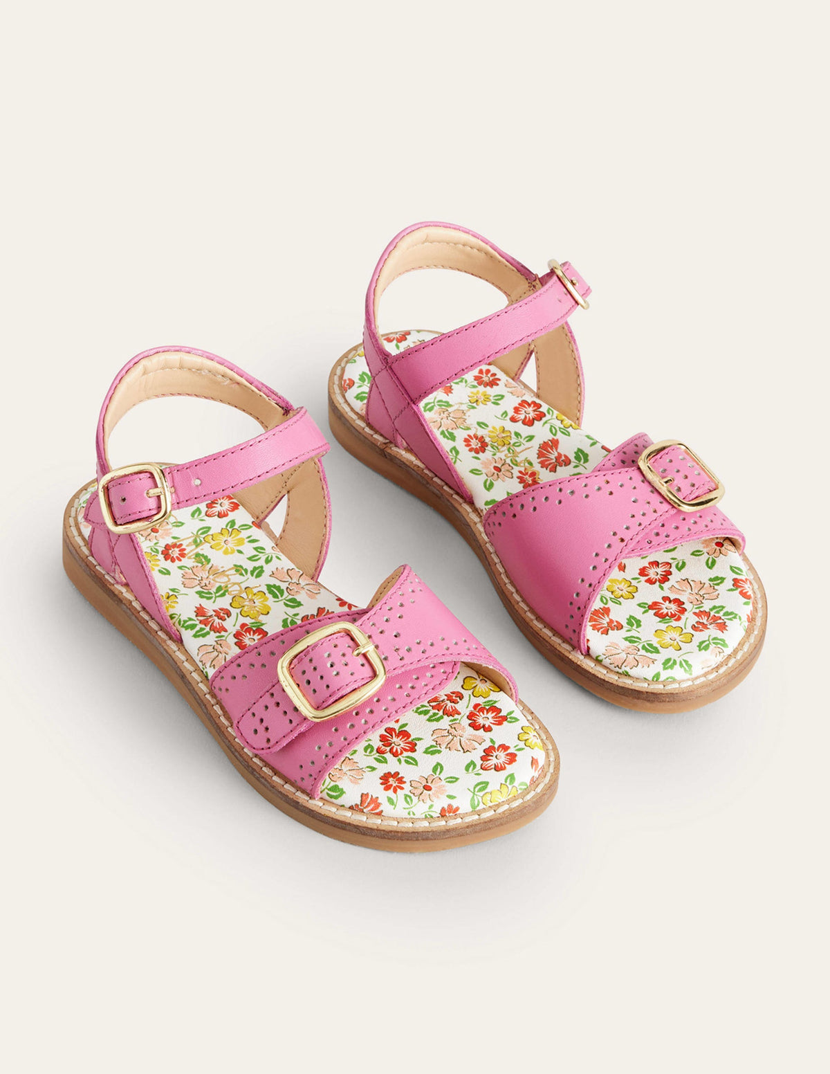 Leather Buckle Sandals-Pink - Image 2