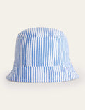 Woven Bucket Hat-Blue Ticking
