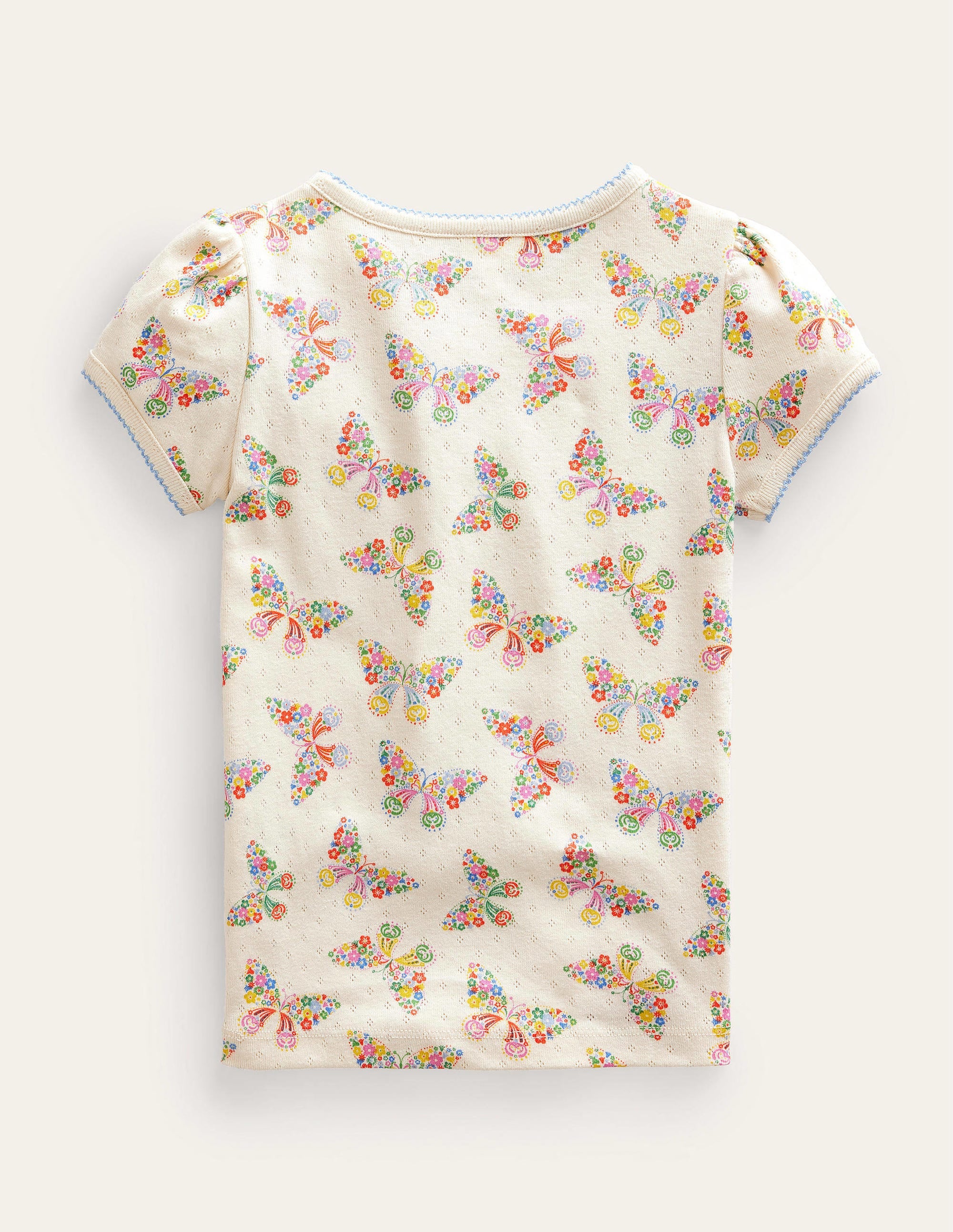 Short-Sleeved Pointelle Top-Vanilla Pod Butterflies - Image 2