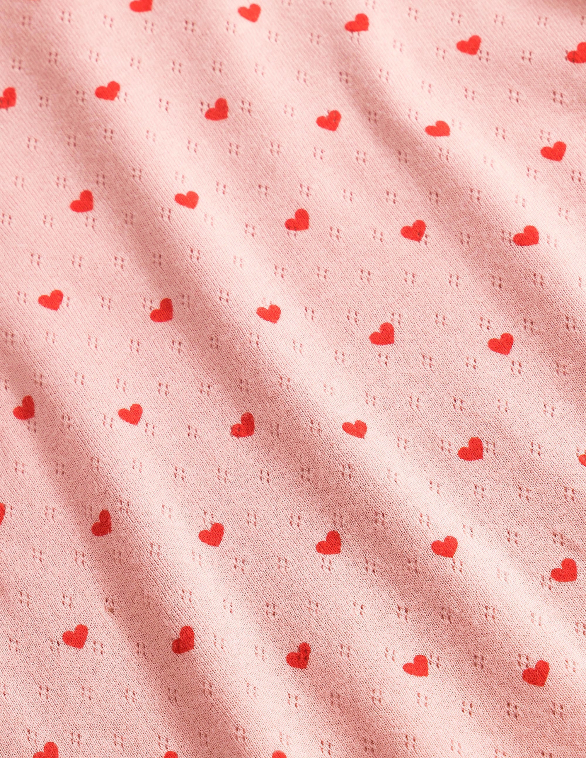 Short-Sleeved Pointelle Top-Boto Pink Tiny Hearts - Image 3