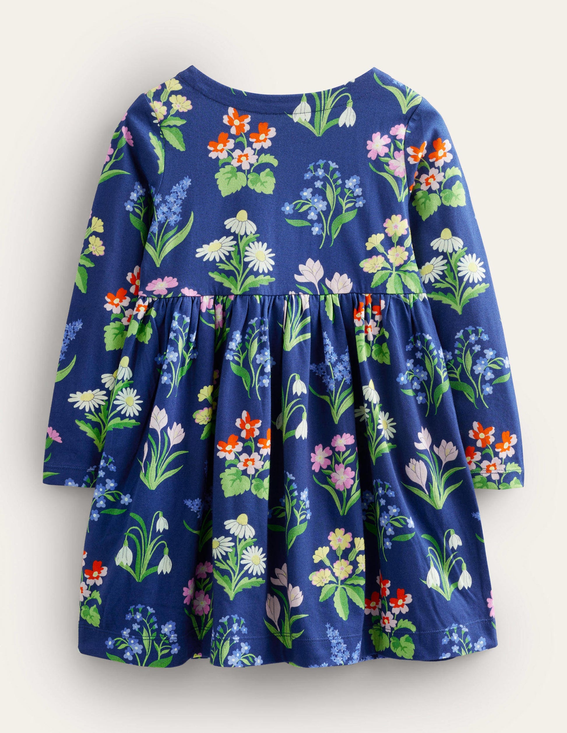 Long Sleeve Fun Jersey Dress-College Navy Wild Flowers-2