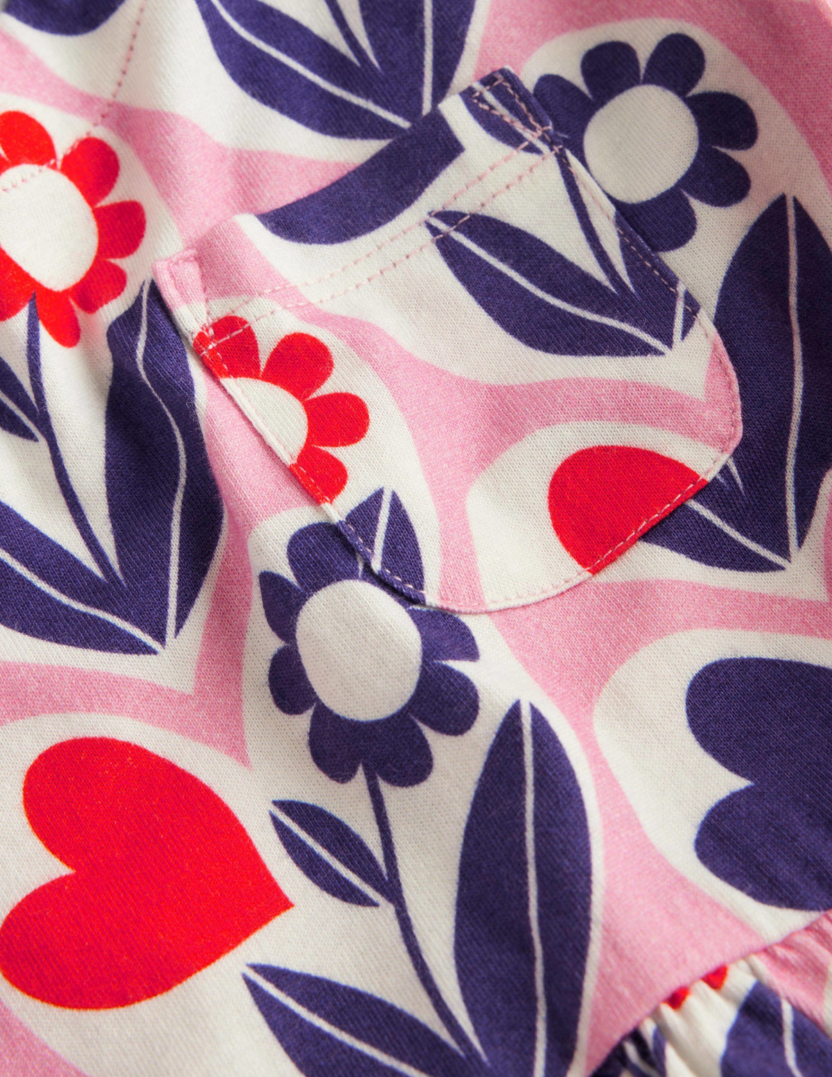 Long Sleeve Fun Jersey Dress-Pink Lemonade Flower Hearts-3