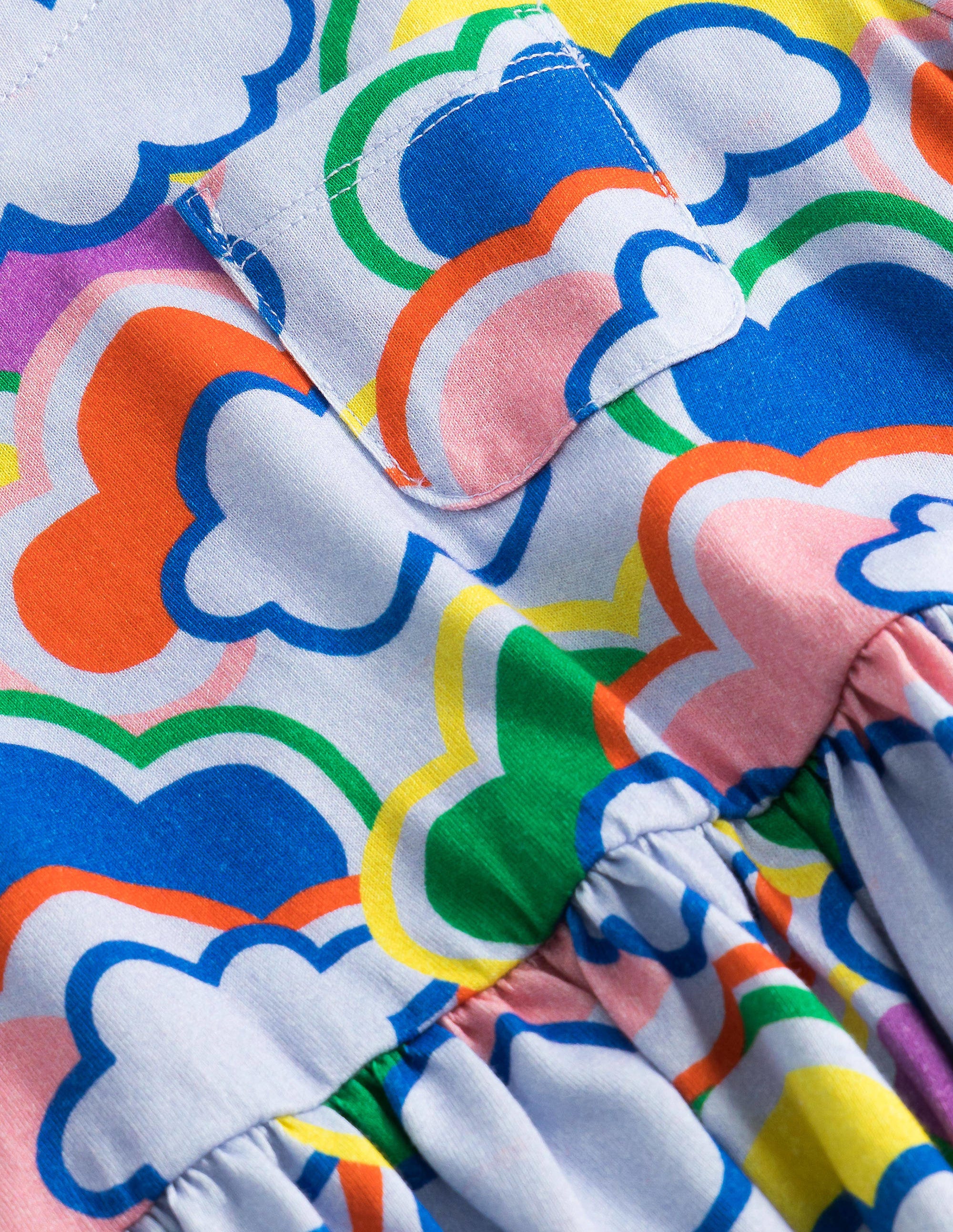 Long Sleeve Fun Jersey Dress-Blue Multi Rainbows - Image 3