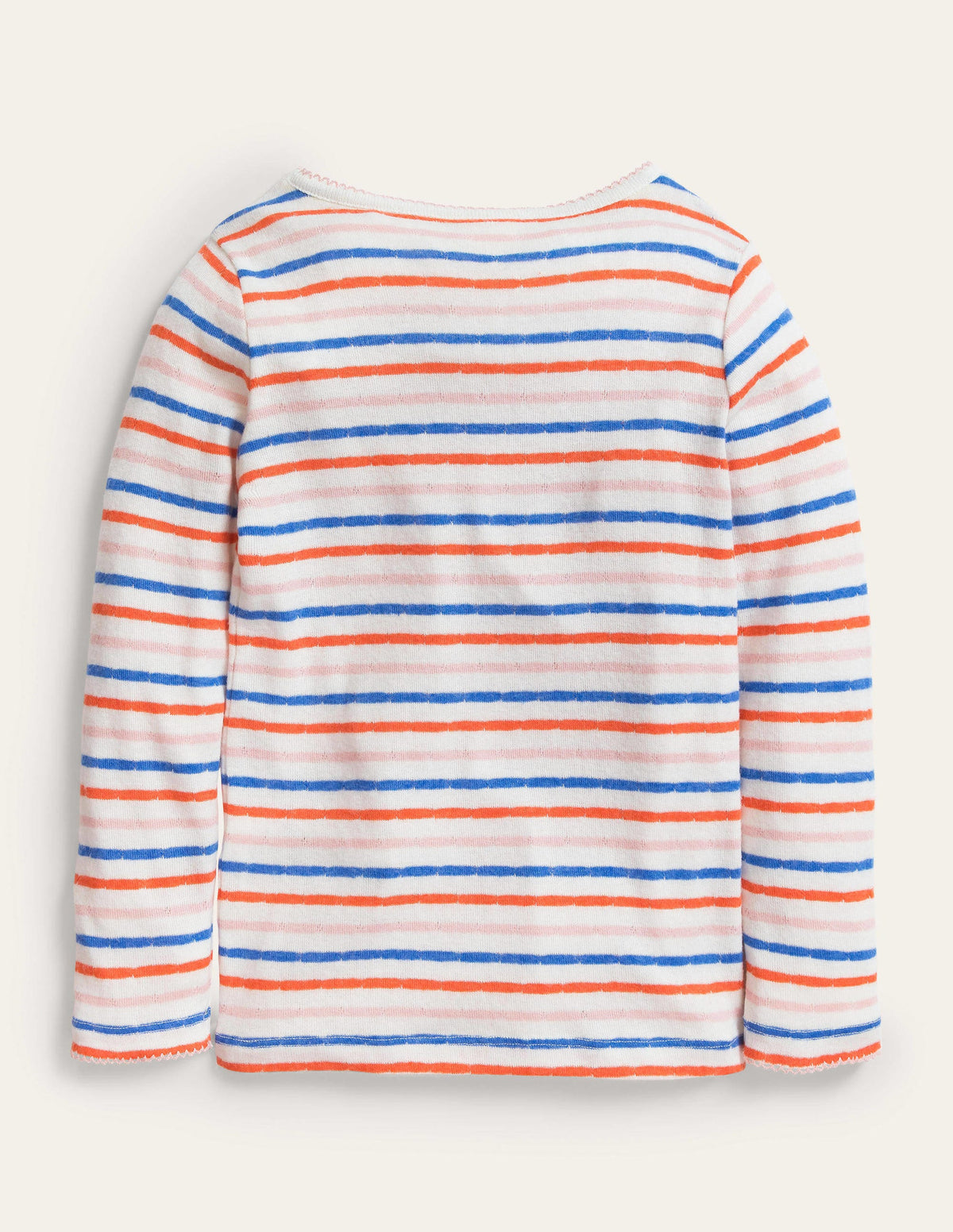 Supersoft Pointelle T-shirt-Mandarin Red/Provence Blue - Image 2