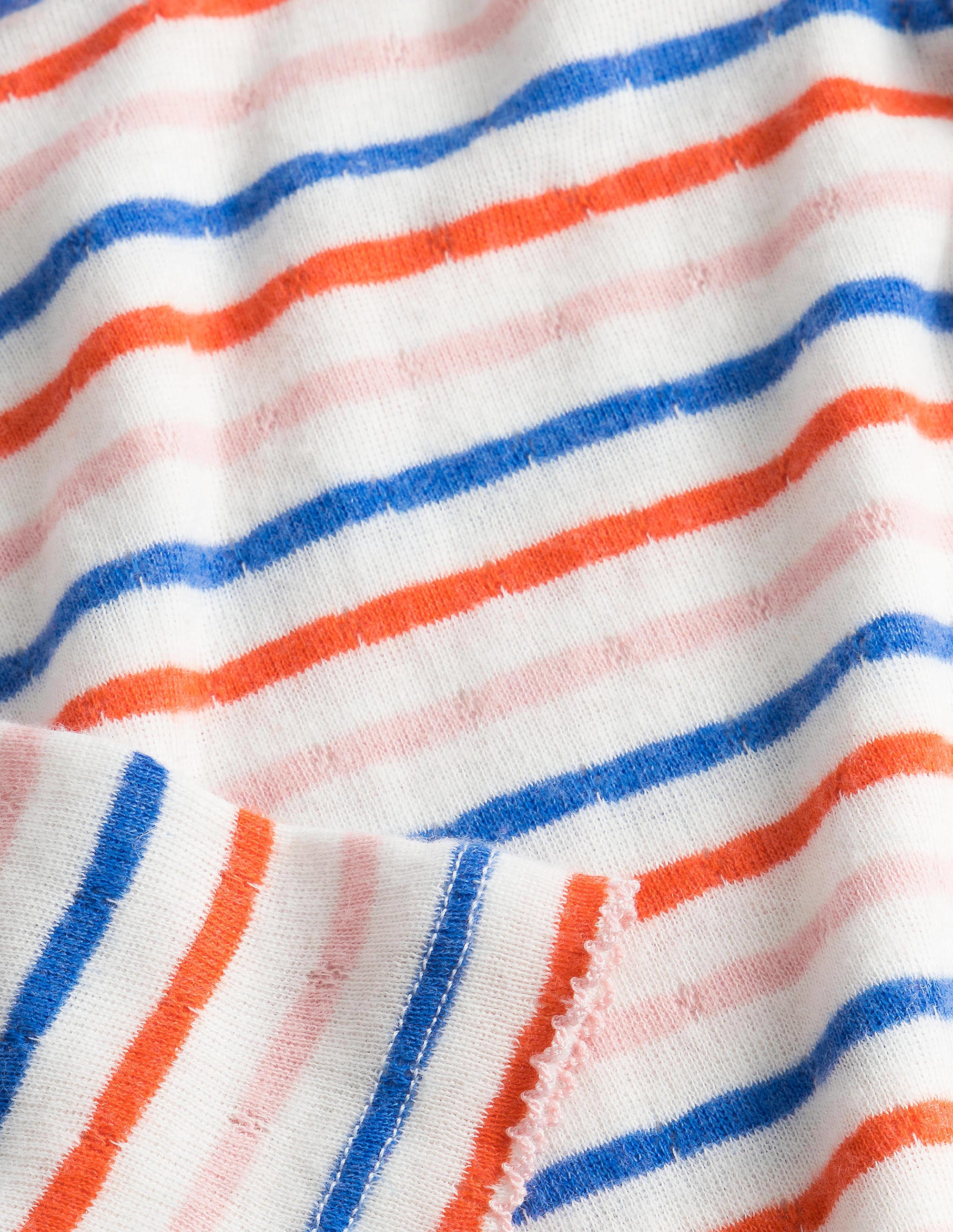 Supersoft Pointelle T-shirt-Mandarin Red/Provence Blue - Image 3