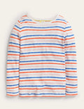 Supersoft Pointelle T-shirt-Mandarin Red/Provence Blue