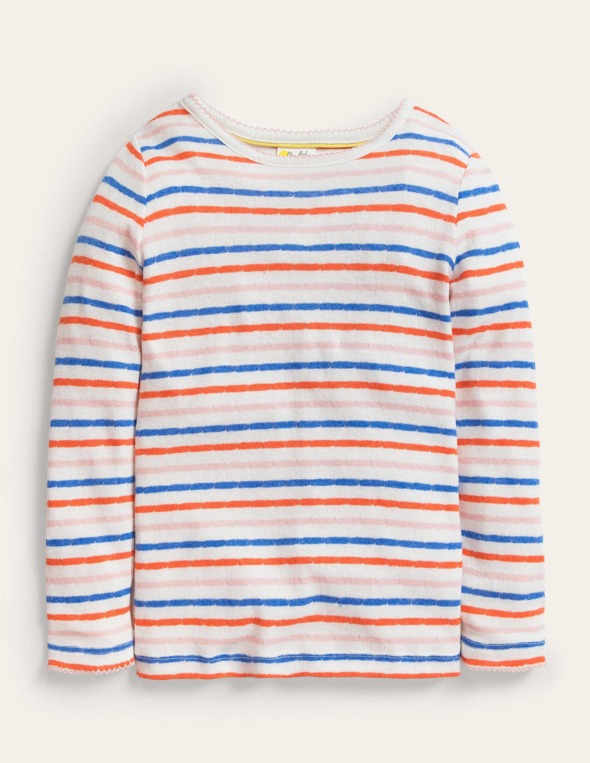Supersoft Pointelle T-shirt-Mandarin Red/Provence Blue - Image 1