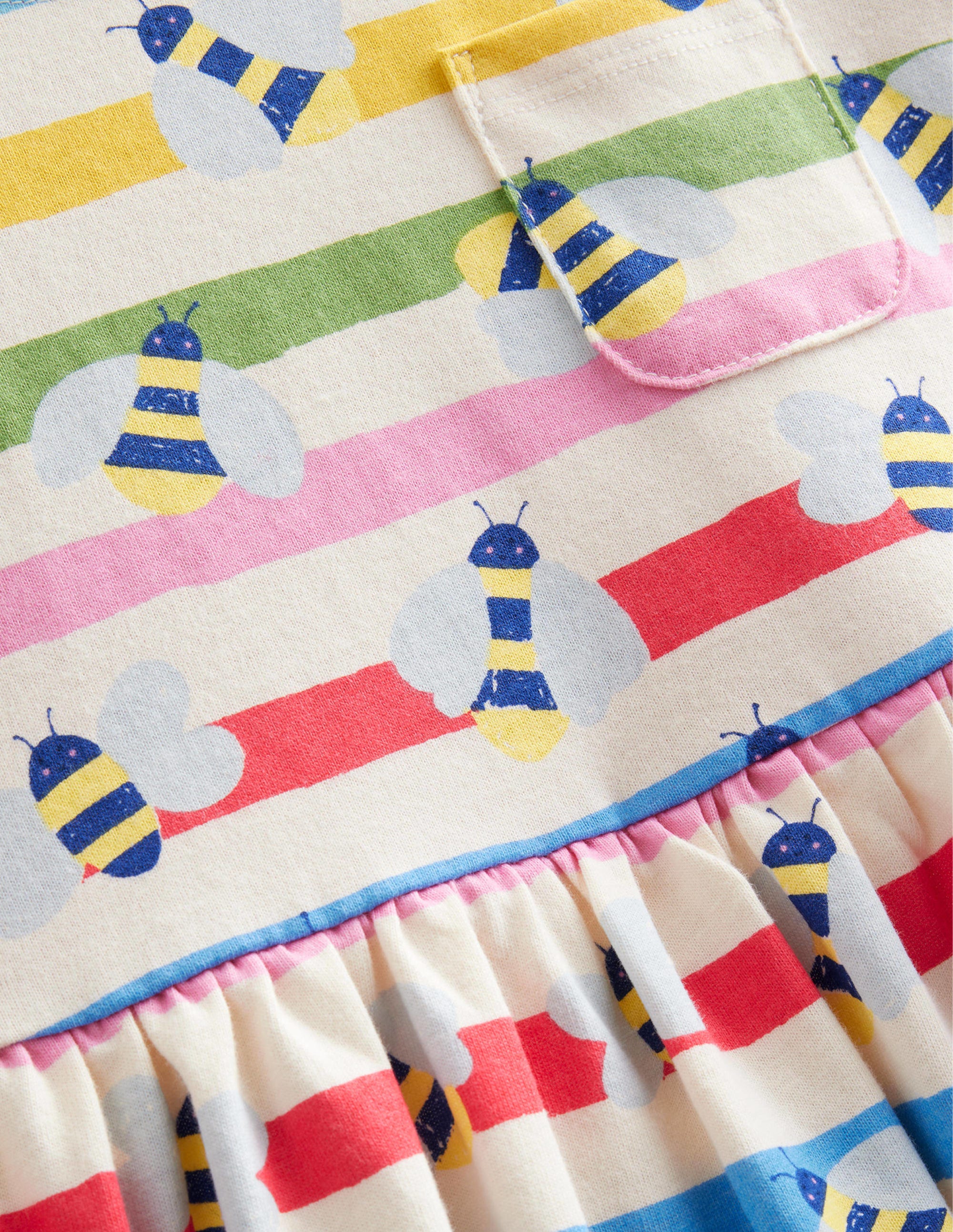 Short Sleeve Fun Jersey Dress-Multi Stripe Bee - Image 3