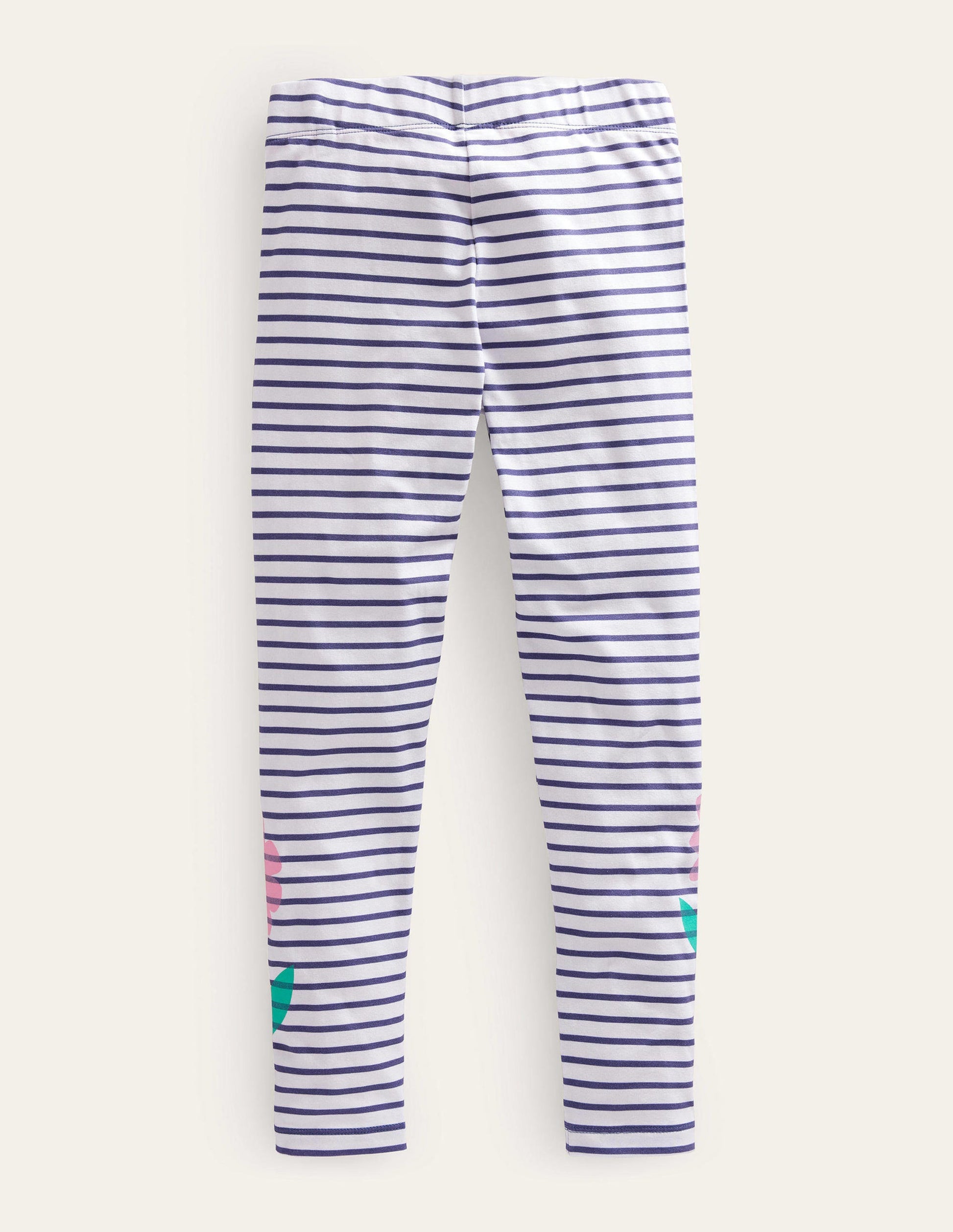 Fun Leggings-Vanilla Pod/Navy Flowers-2