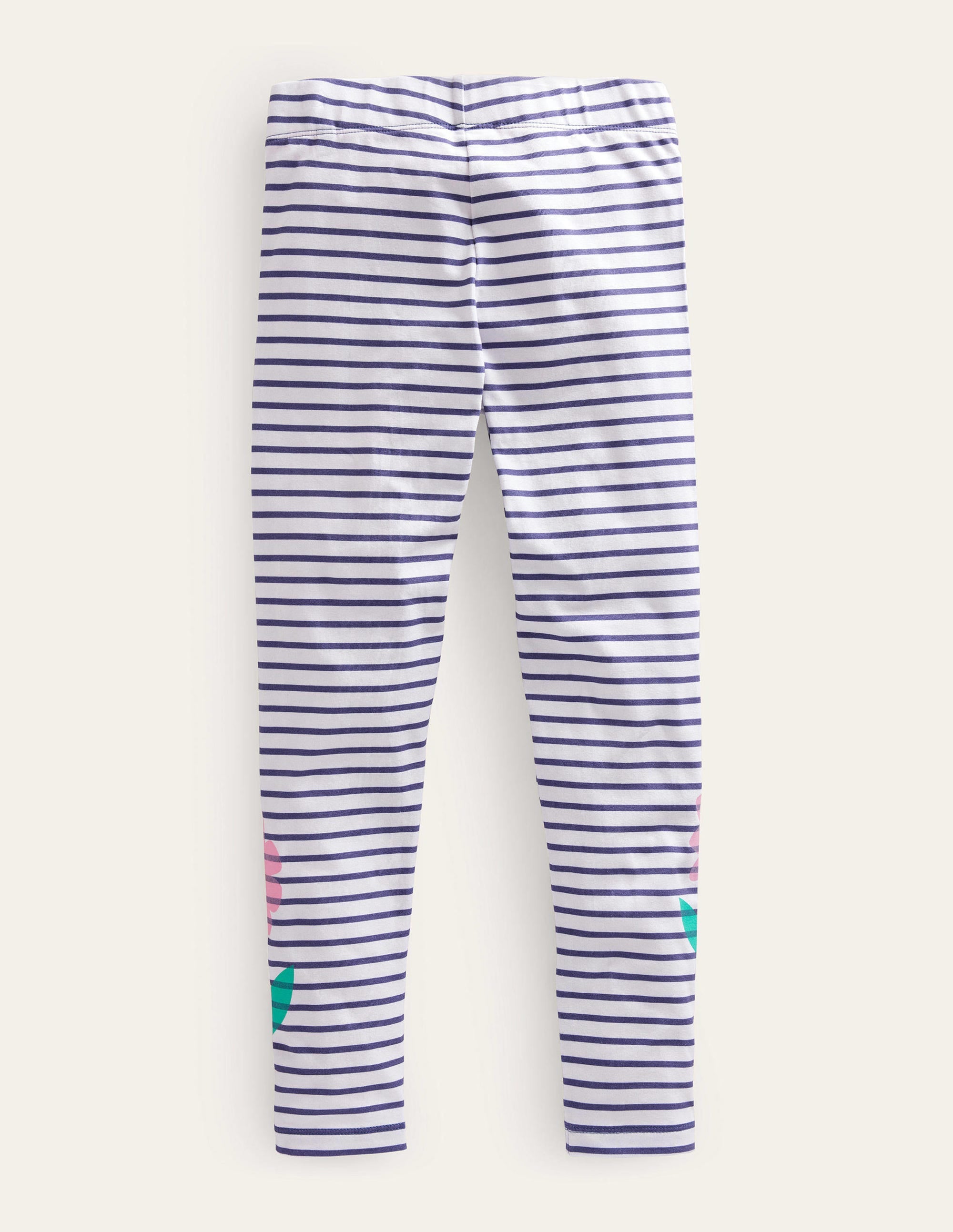 Fun Leggings-Vanilla Pod/Navy Flowers - Image 2
