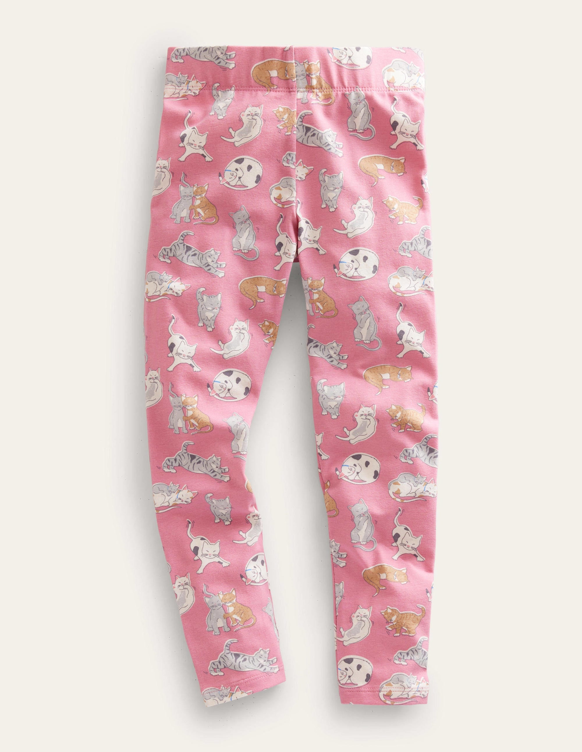 Fun Leggings-Bright Petal Pink Cats - Image 1