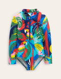 Long-sleeved Swimsuit-Multi Parrot