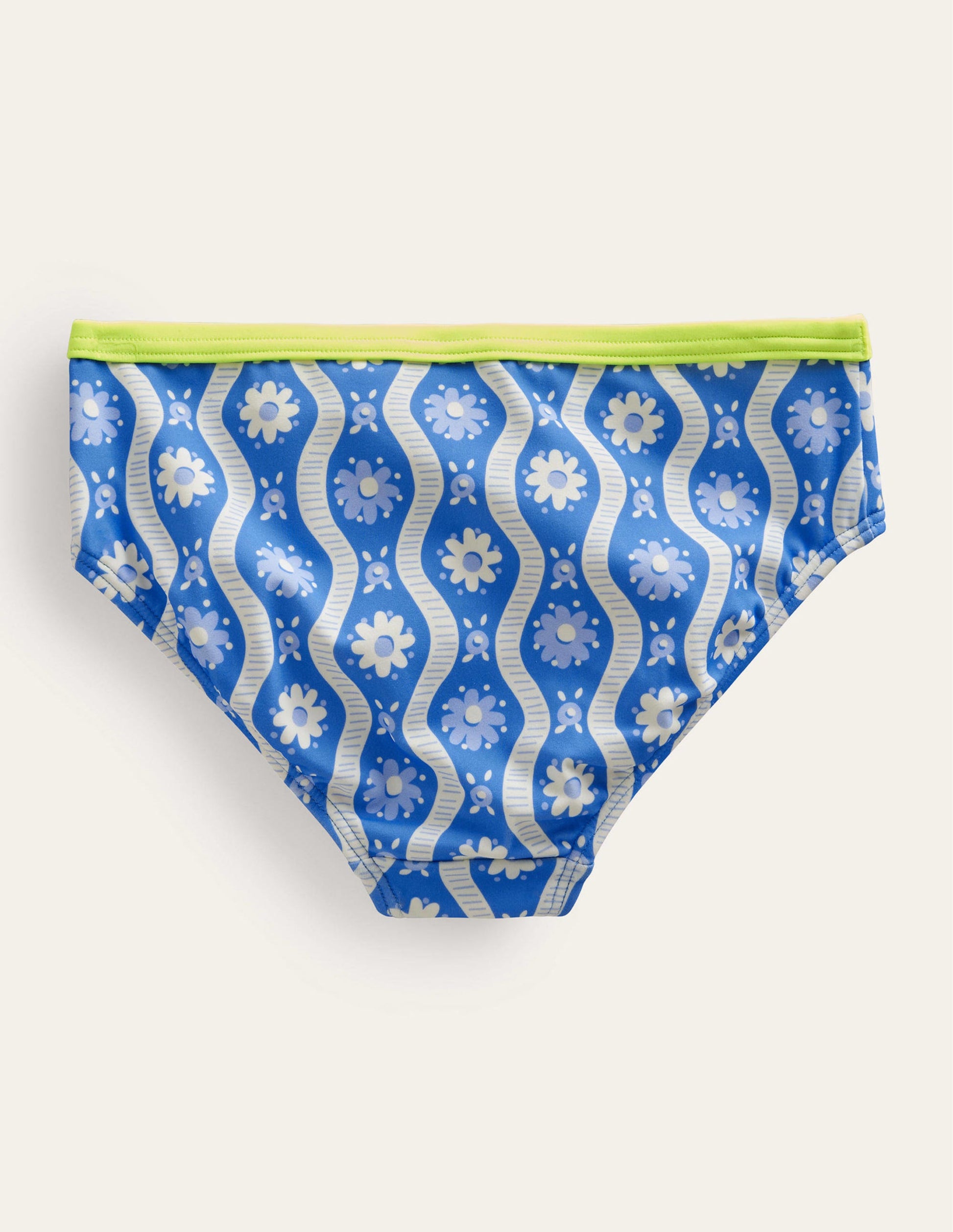 Patterned Bikini Bottoms-Penzance Blue Daisy Wave-2