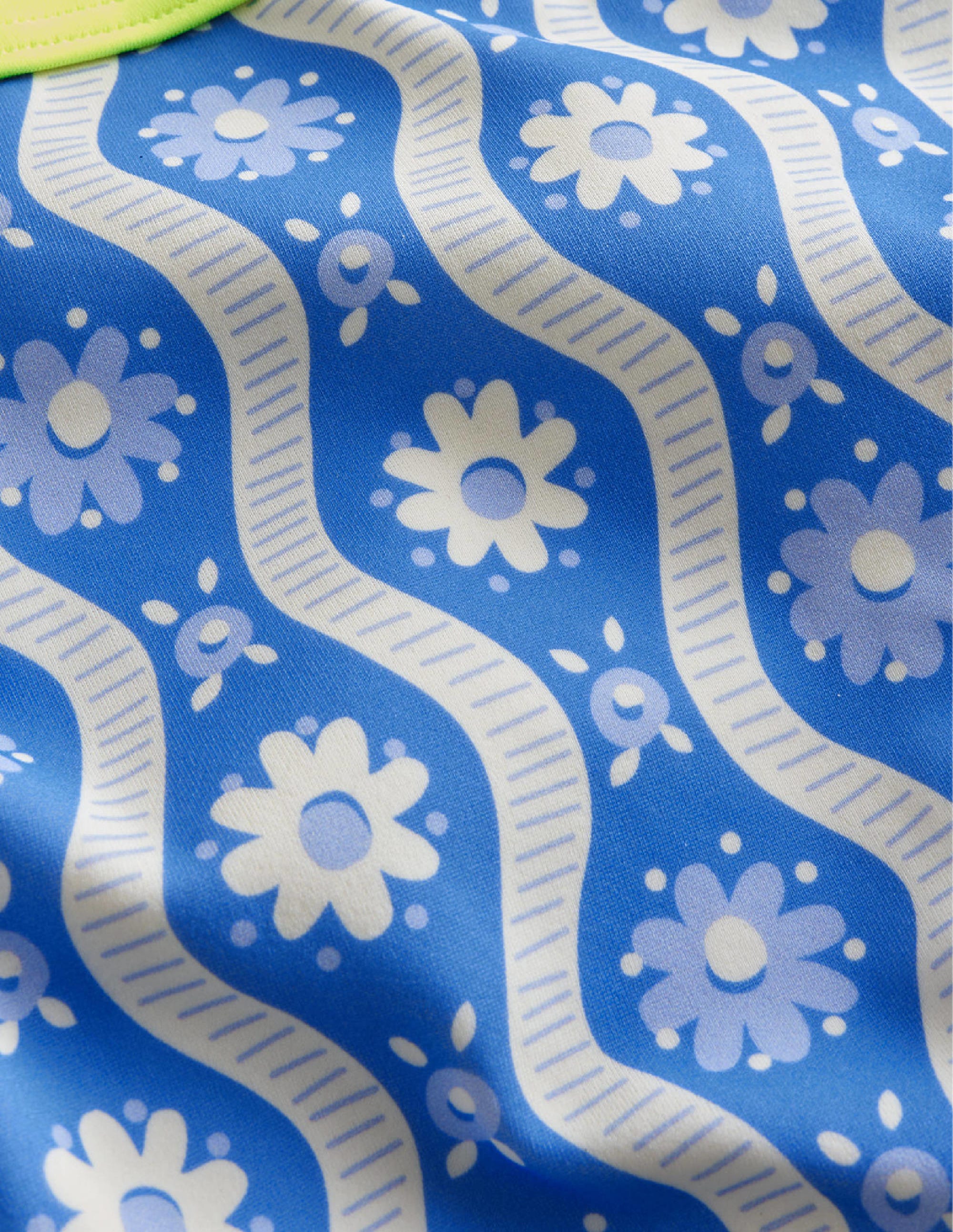 Patterned Bikini Bottoms-Penzance Blue Daisy Wave - Image 3