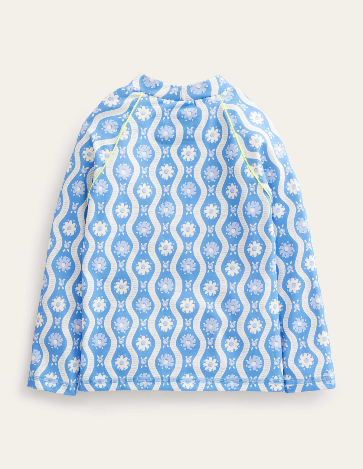 Patterned Rash Vest-Penzance Blue Daisy Wave-2