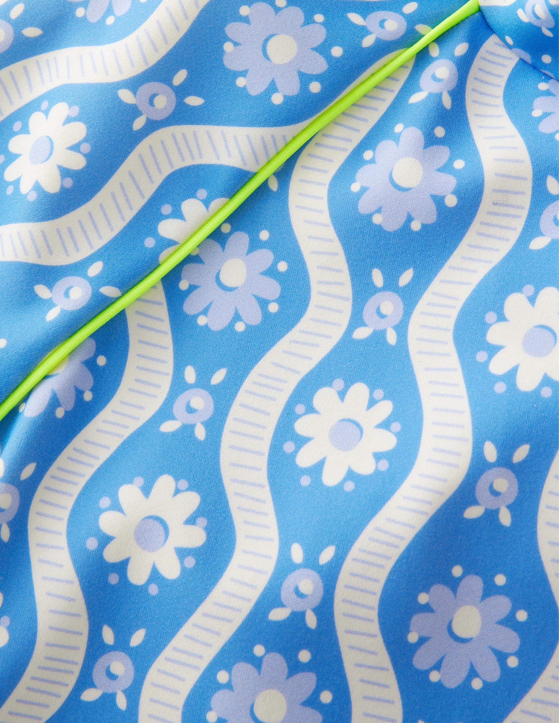 Patterned Rash Vest-Penzance Blue Daisy Wave-3