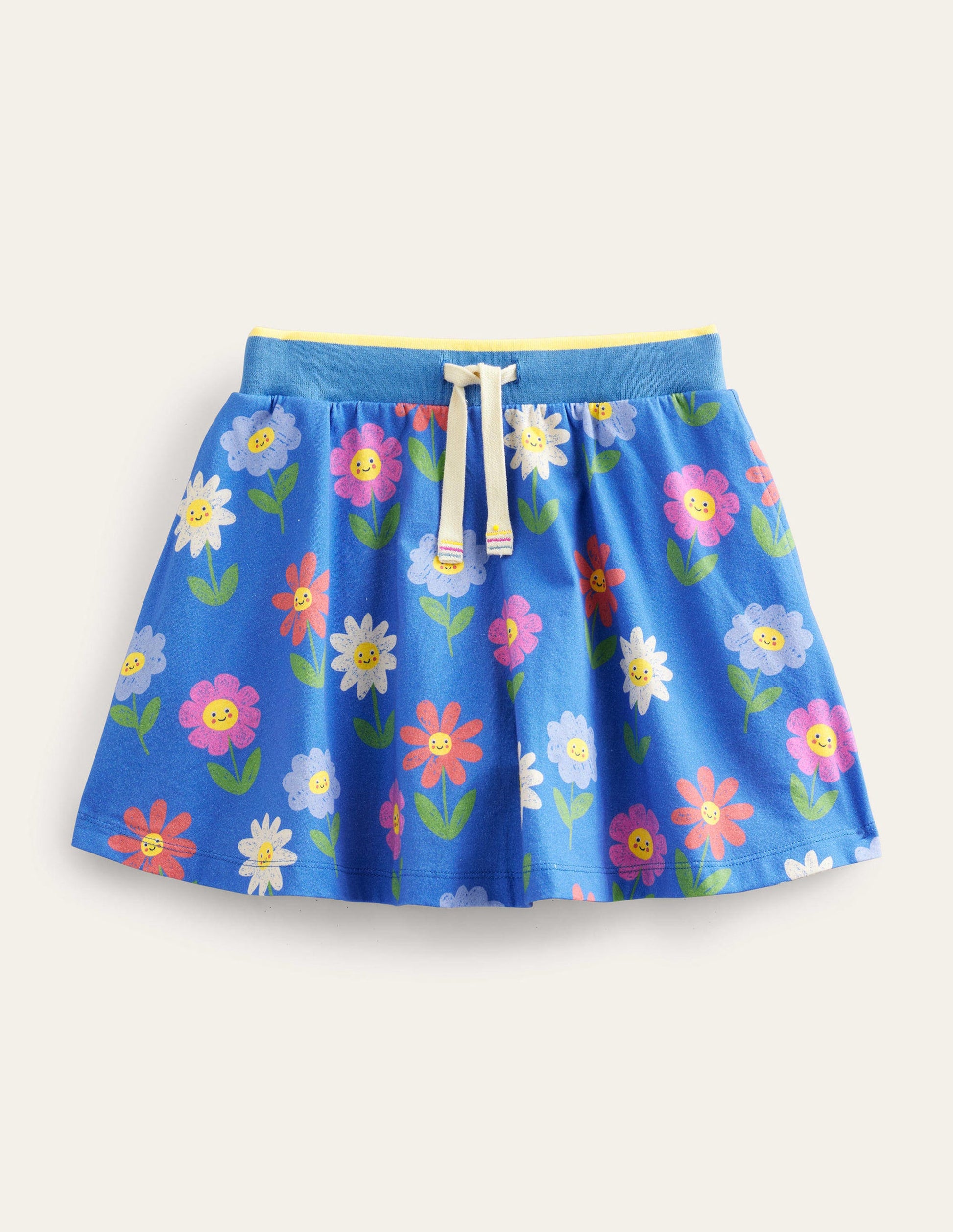 Printed Jersey Skort-Penzance Blue Flowers-1