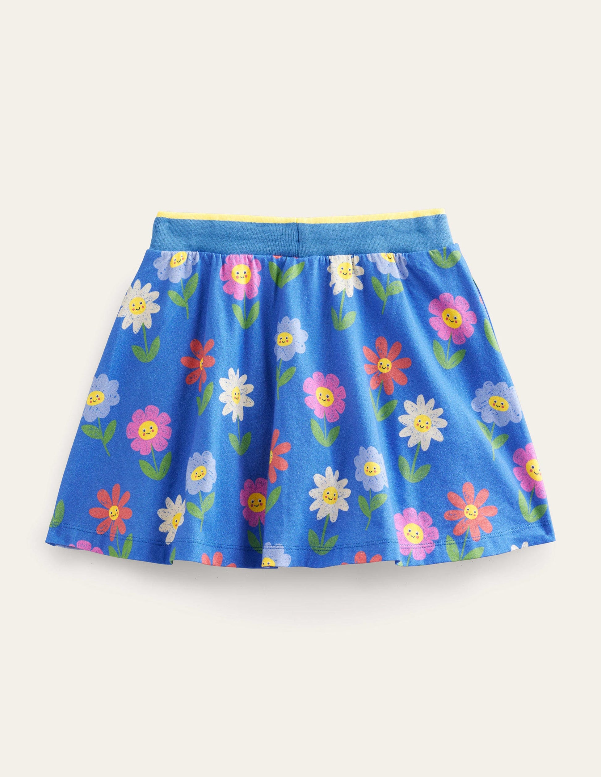 Printed Jersey Skort-Penzance Blue Flowers-2