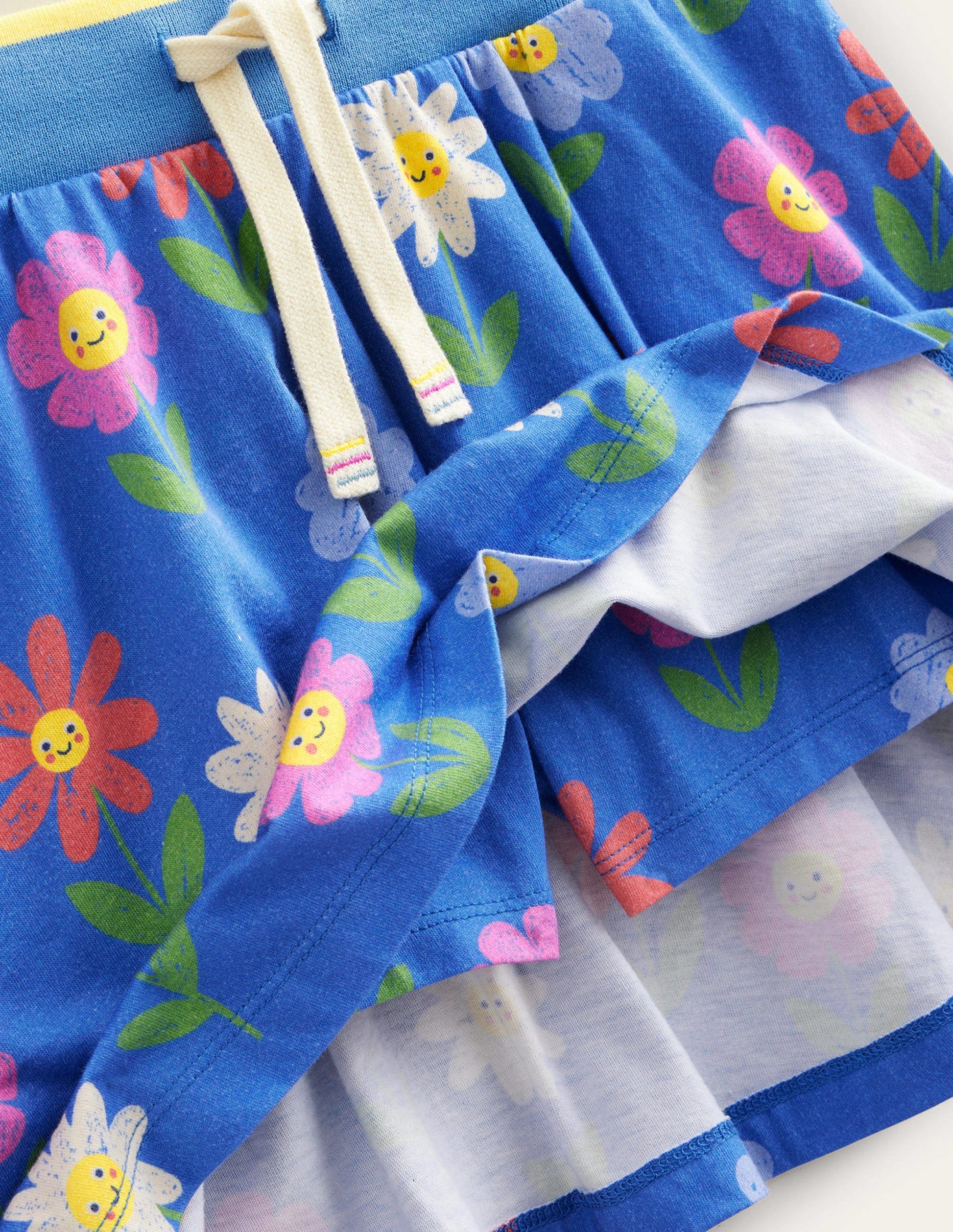 Printed Jersey Skort-Penzance Blue Flowers-3