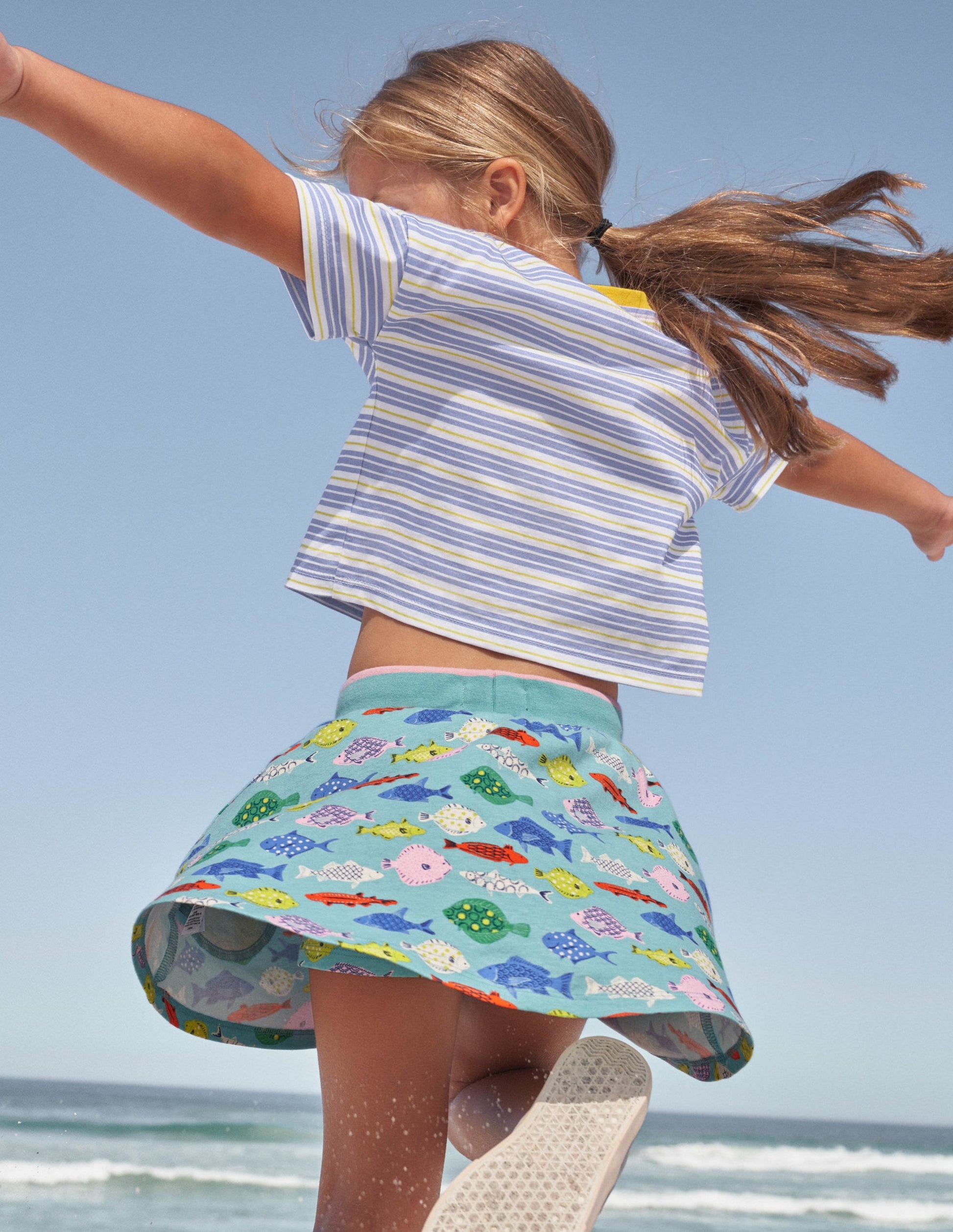 Printed Jersey Skort-Aqua Sea Blue Fish-5