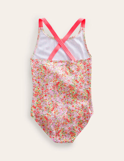 Cross-back Printed Swimsuit-Spring Time Floral-2