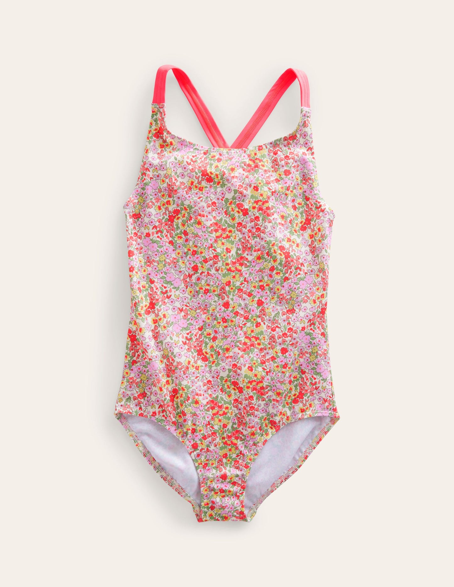 Cross-back Printed Swimsuit-Spring Time Floral