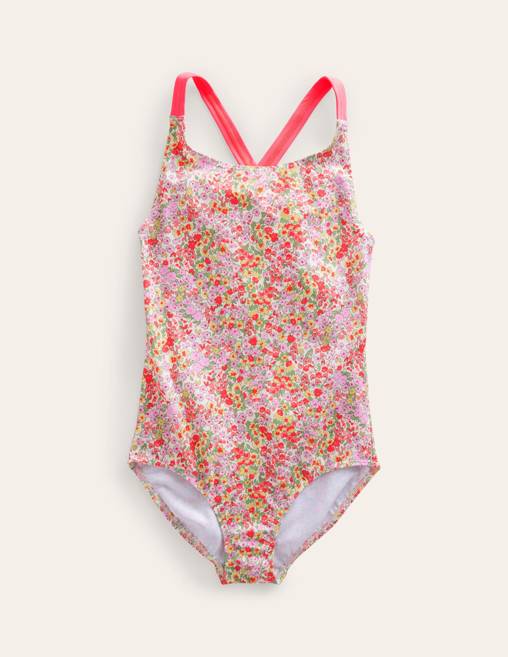 Cross-back Printed Swimsuit-Spring Time Floral-1