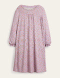 Printed Long-sleeved Nightie-Lilac Vintage Sprig