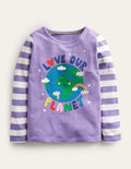 Graphic Rainbow T-shirt-Purple Love Our Planet