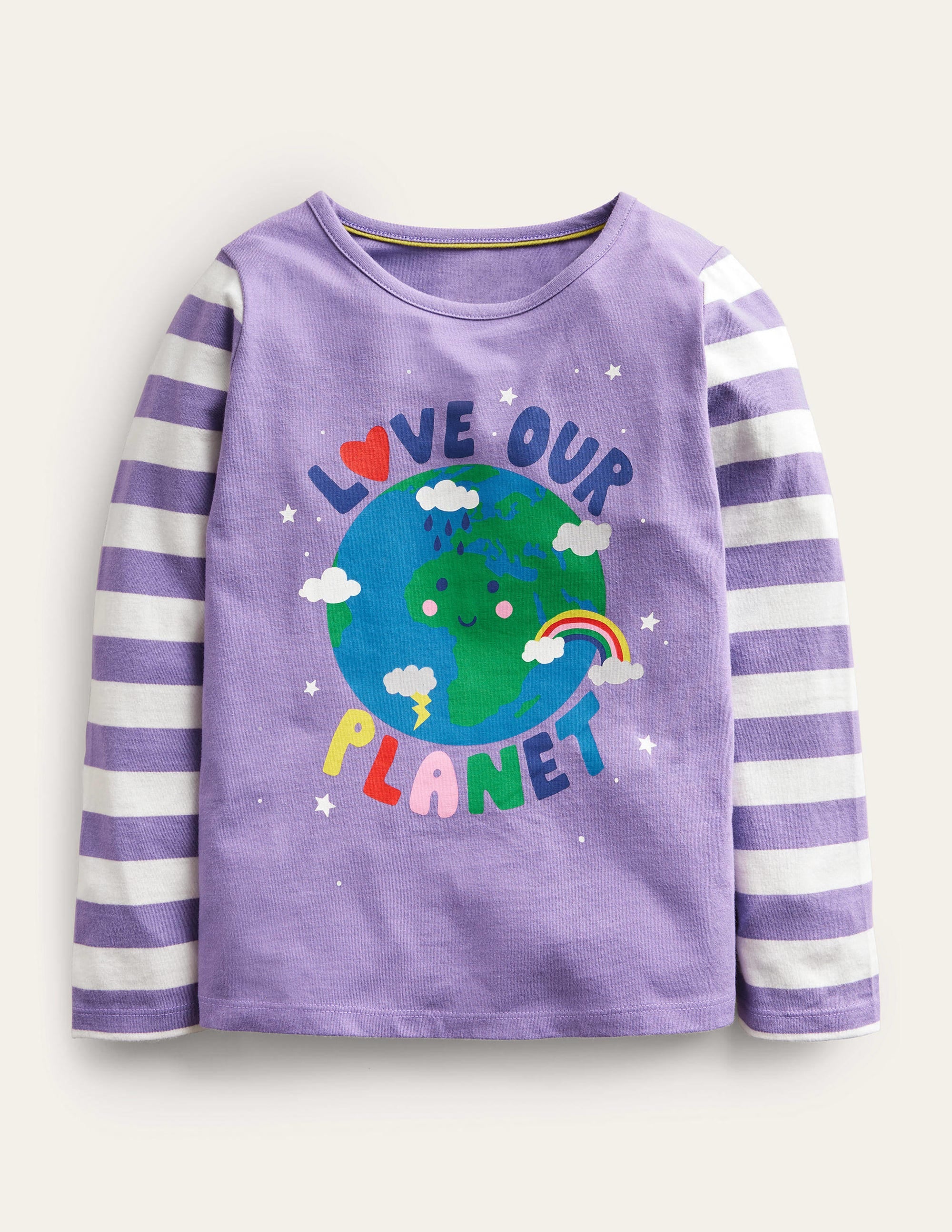 Graphic Rainbow T-shirt-Purple Love Our Planet - Image 1