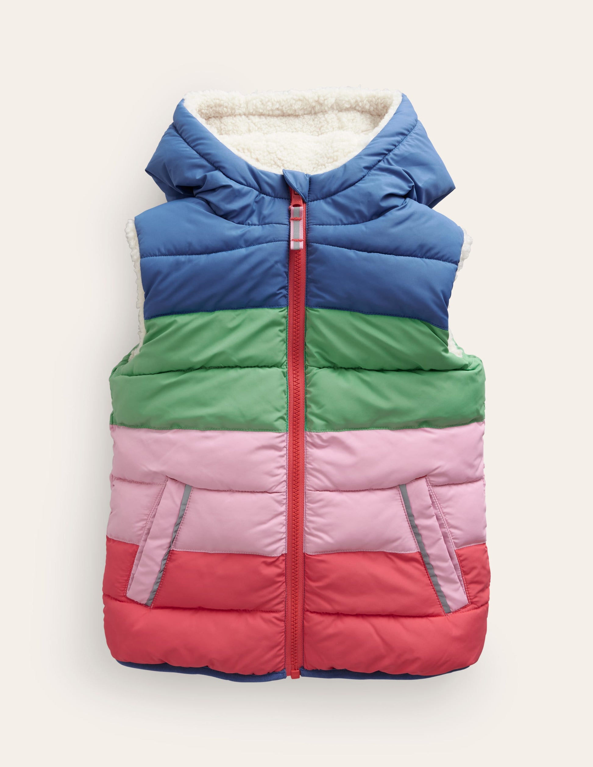 Borg Mix Reversible Gilet-Bubblegum Pink Colourblock-1