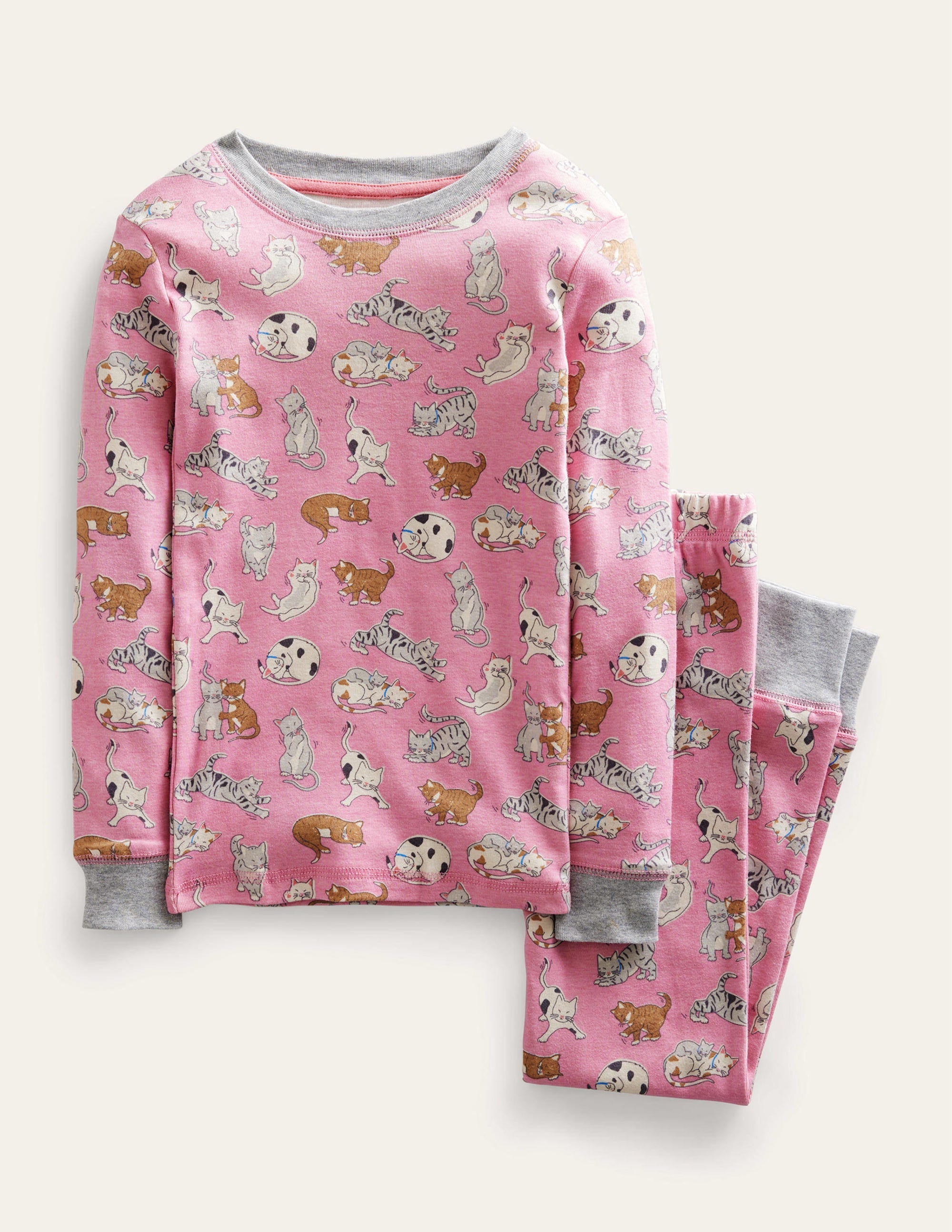Snug Long John Pyjamas-Formica Pink Cats - Image 1