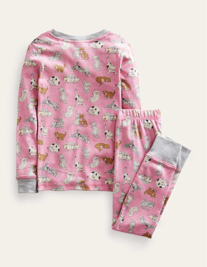 Snug Long John Pyjamas-Formica Pink Cats-2