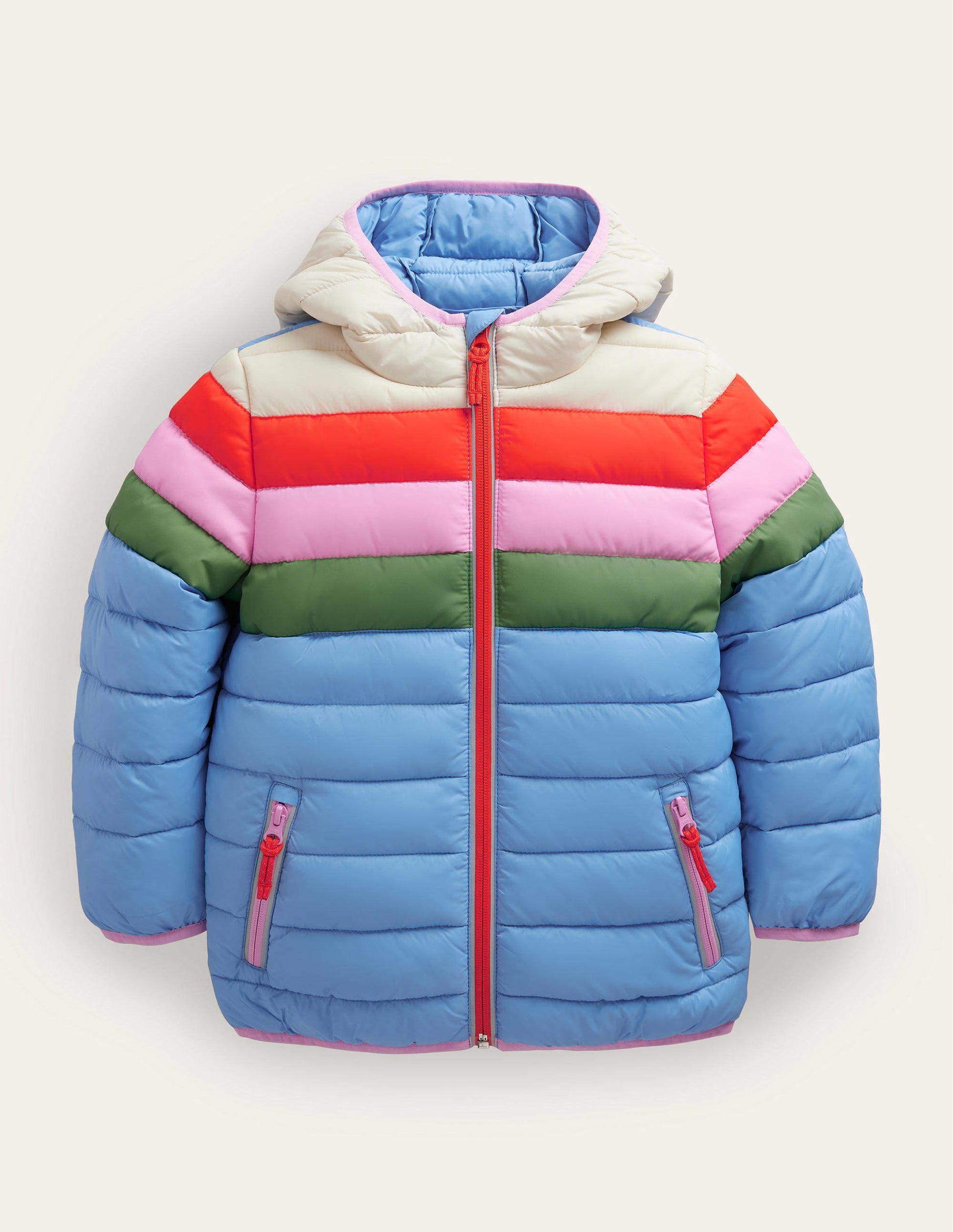 Cosy Pack-away Padded Jacket-Provence Blue Stripe-1