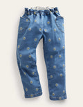 Pull-on Trousers-Mid Vintage Embroidered Daisy