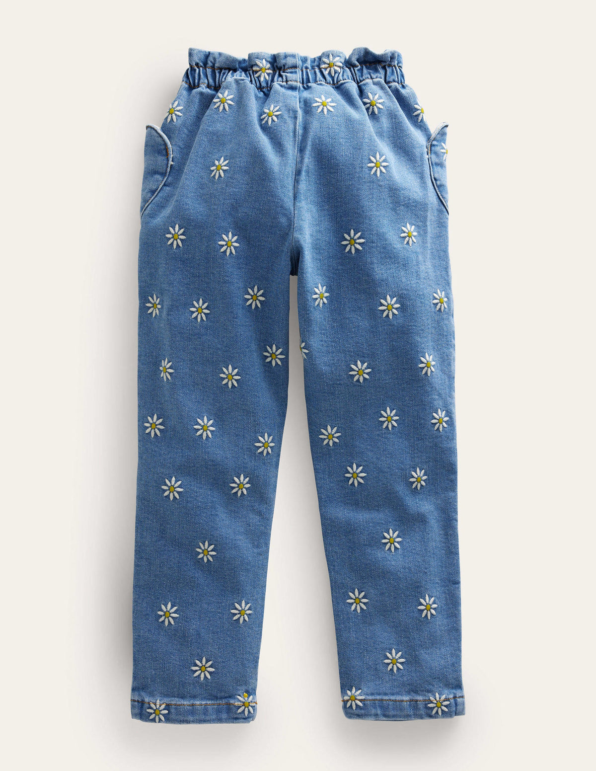 Pull-on Trousers-Mid Vintage Embroidered Daisy-2