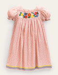 Embroidered Woven Dress-Boto Pink Spot Floral