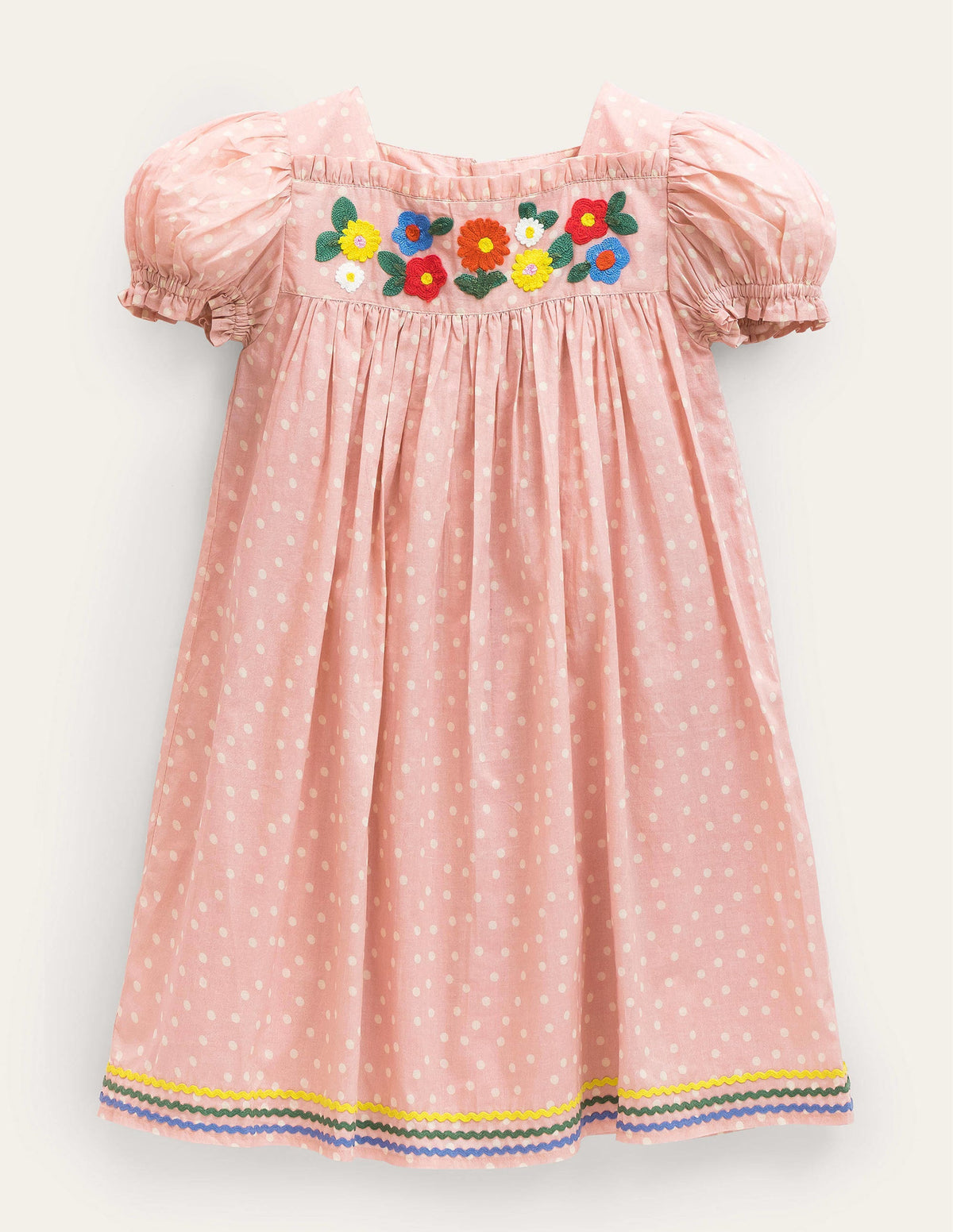 Embroidered Woven Dress-Boto Pink Spot Floral - Image 1