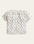 Short Puff Sleeve Top-Vanilla Pod Floral