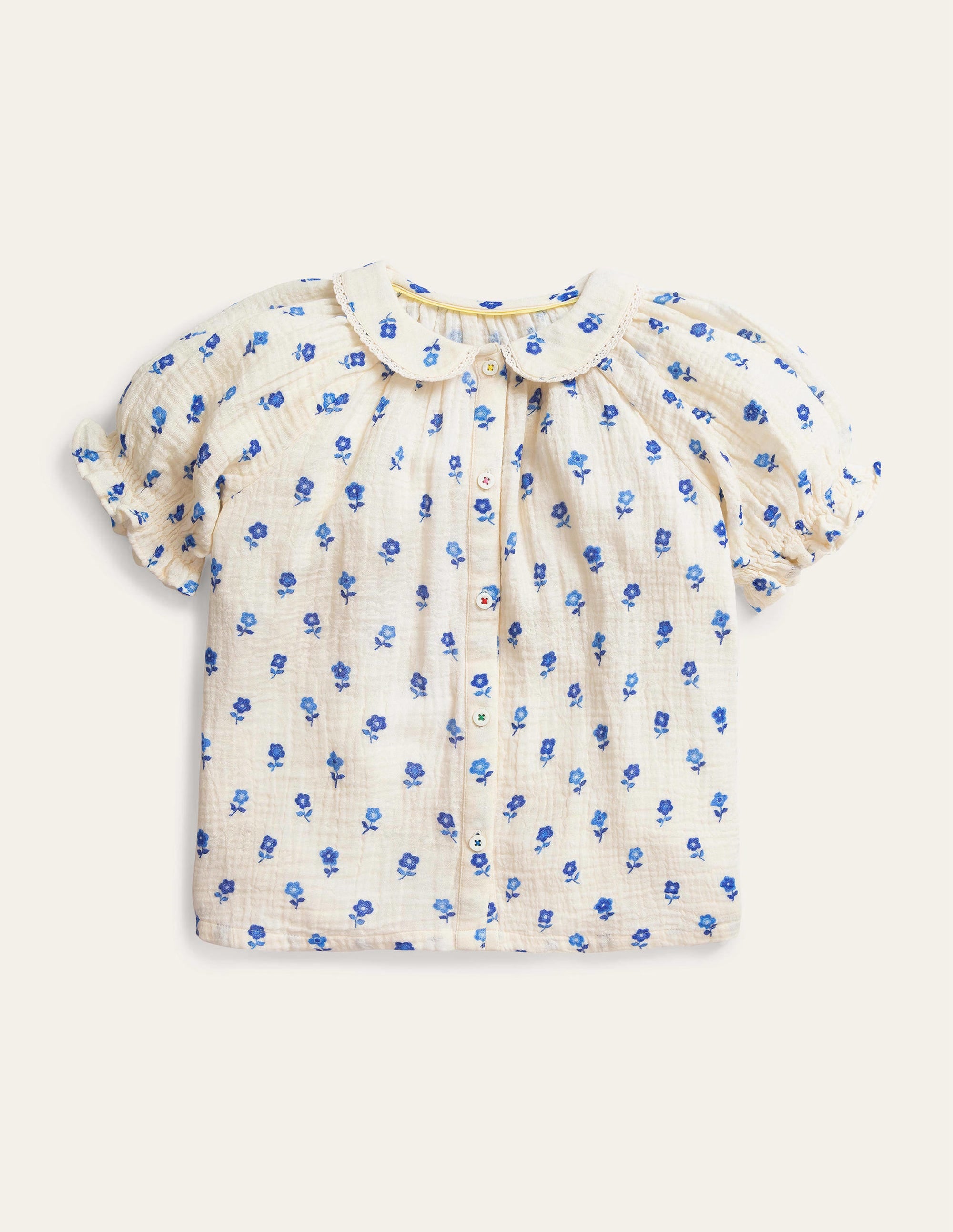 Short Puff Sleeve Top-Vanilla Pod Floral - Image 1