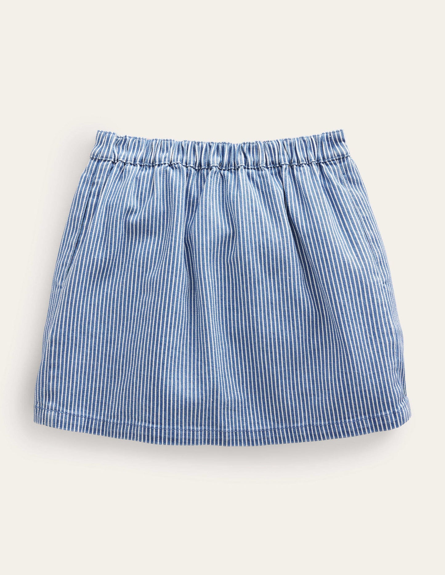 Denim Button Through Skirt-Indigo Ticking