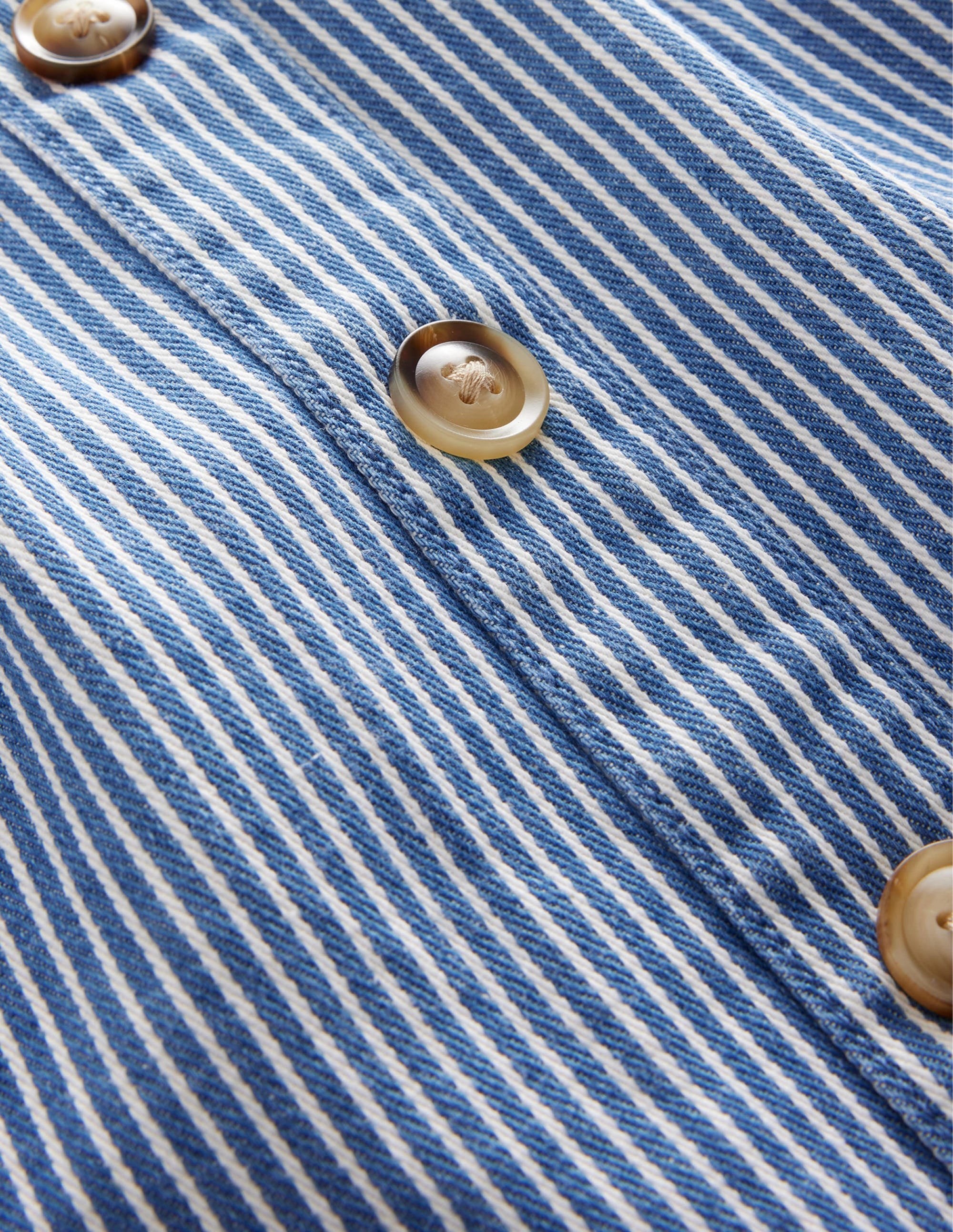 Denim Button Through Skirt-Indigo Ticking - Image 3