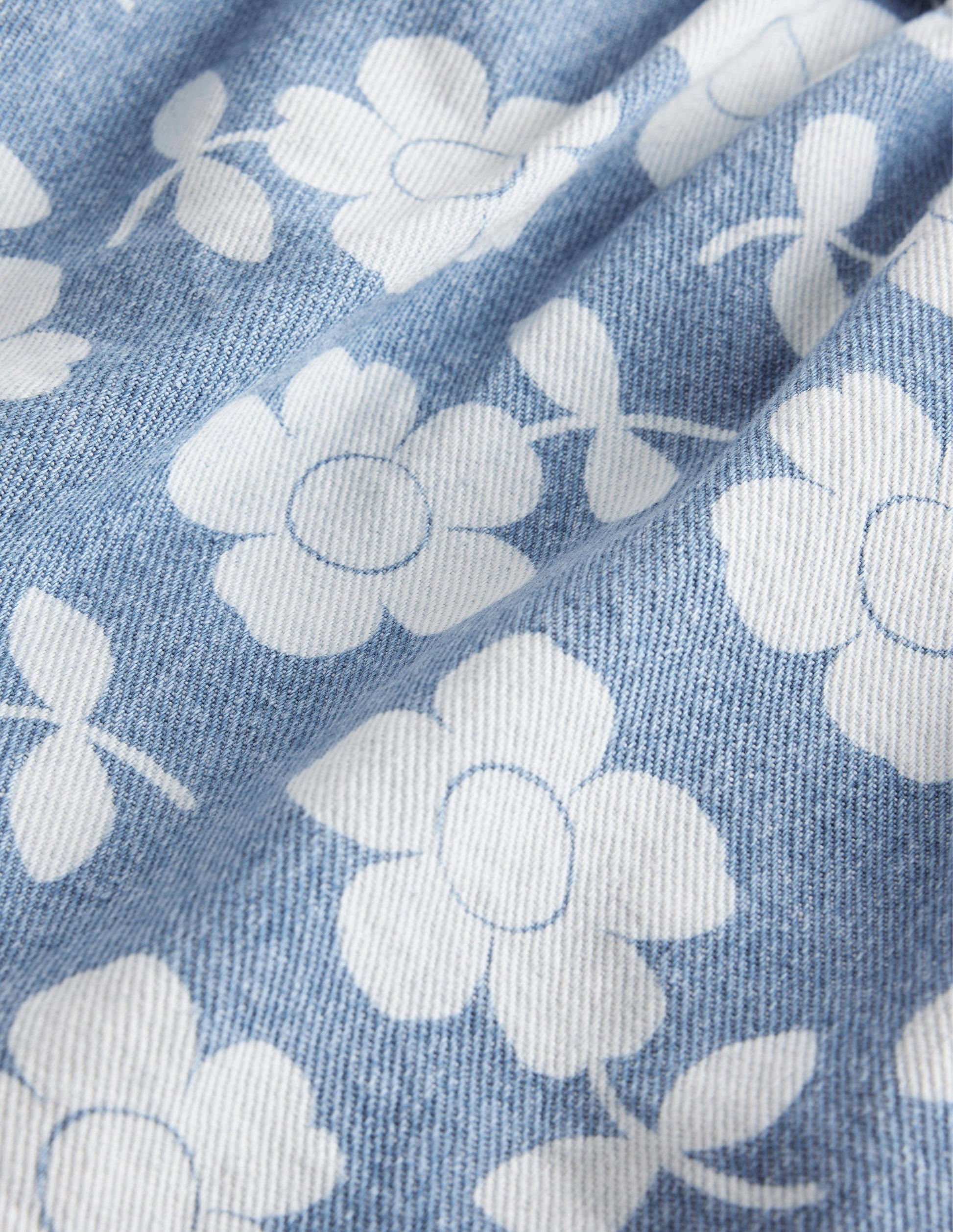 Denim Button Through Skirt-Denim Flower-3