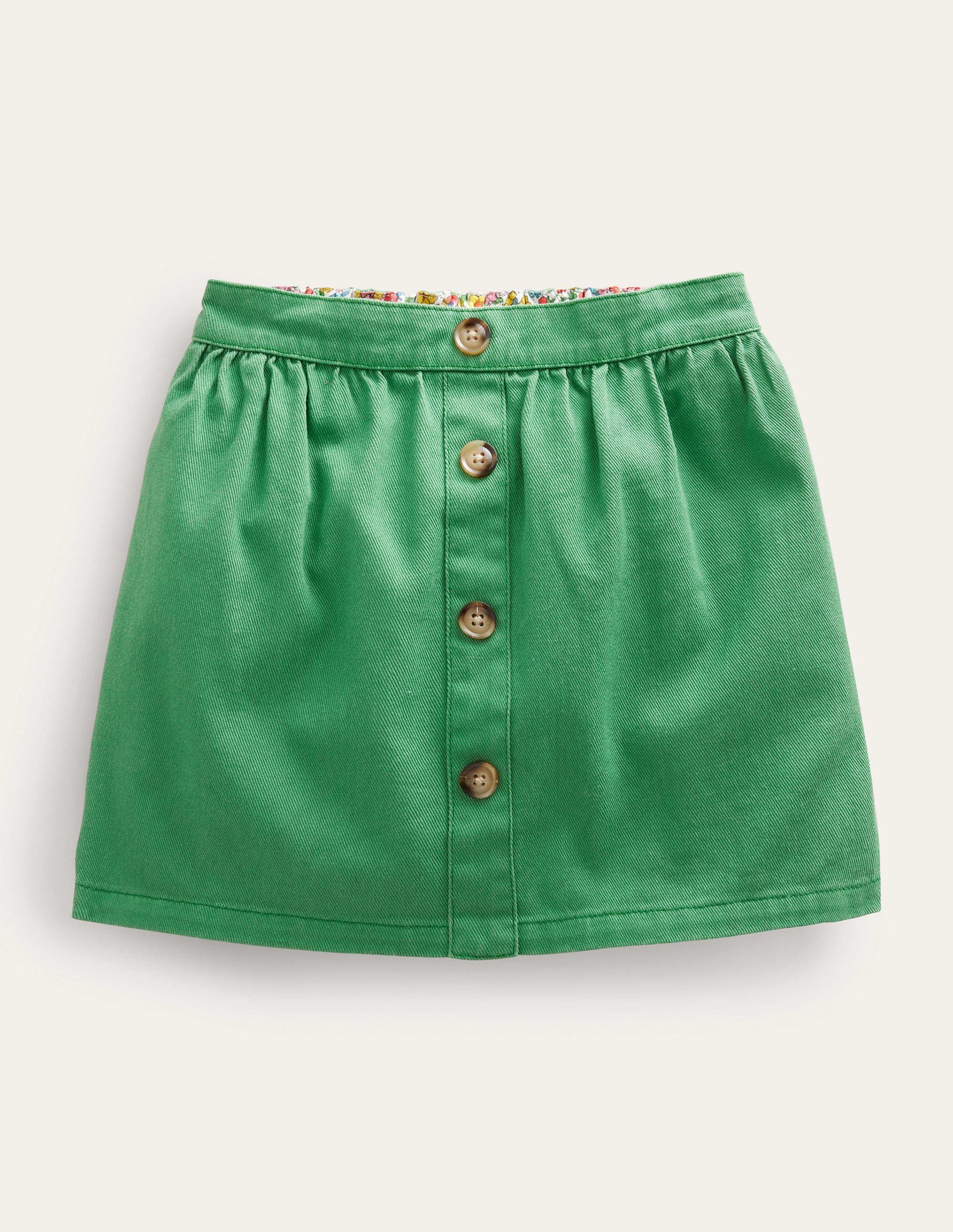 Denim Button Through Skirt-Mountain Green-1
