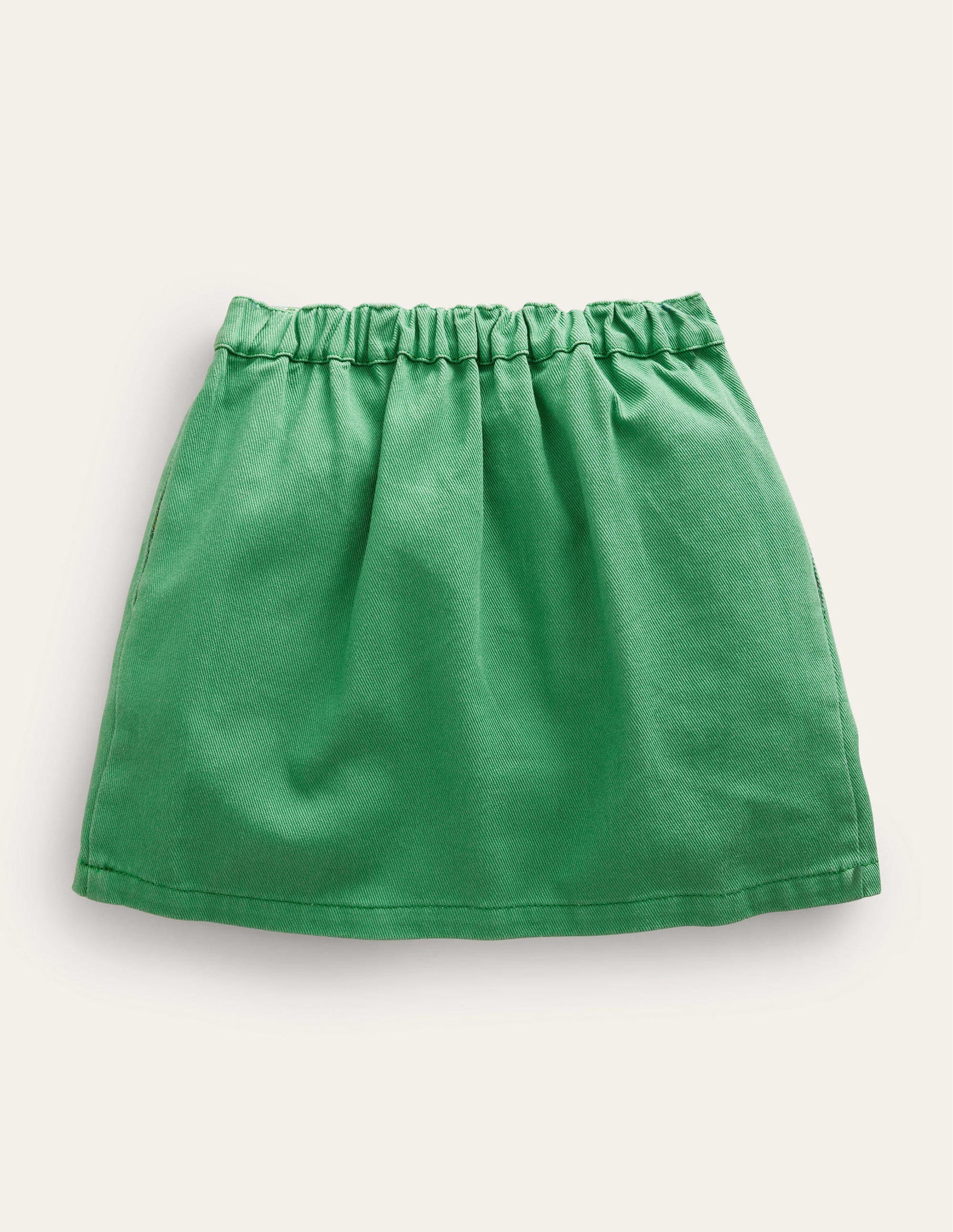Denim Button Through Skirt-Mountain Green-2