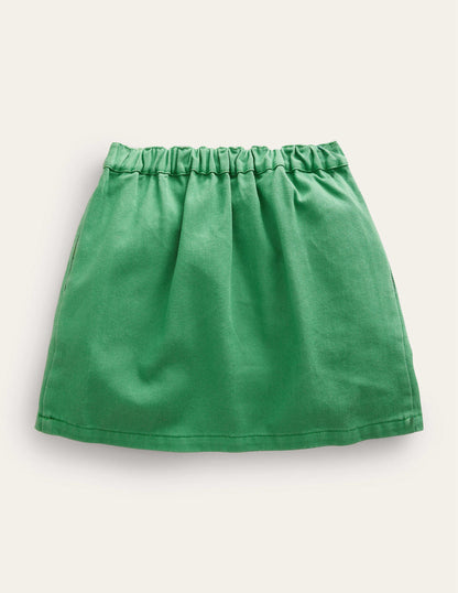 Denim Button Through Skirt-Mountain Green-2